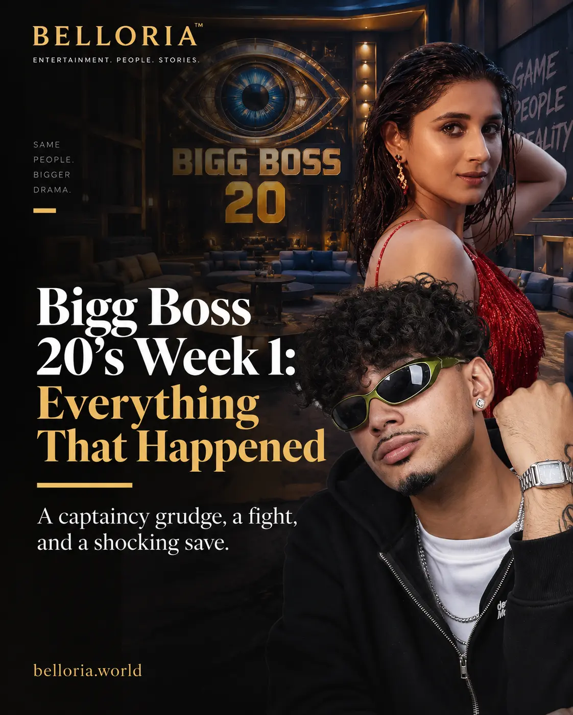 Bigg Boss 20 housemates during the show's first Weekend Ka Vaar episode with host Salman Khan