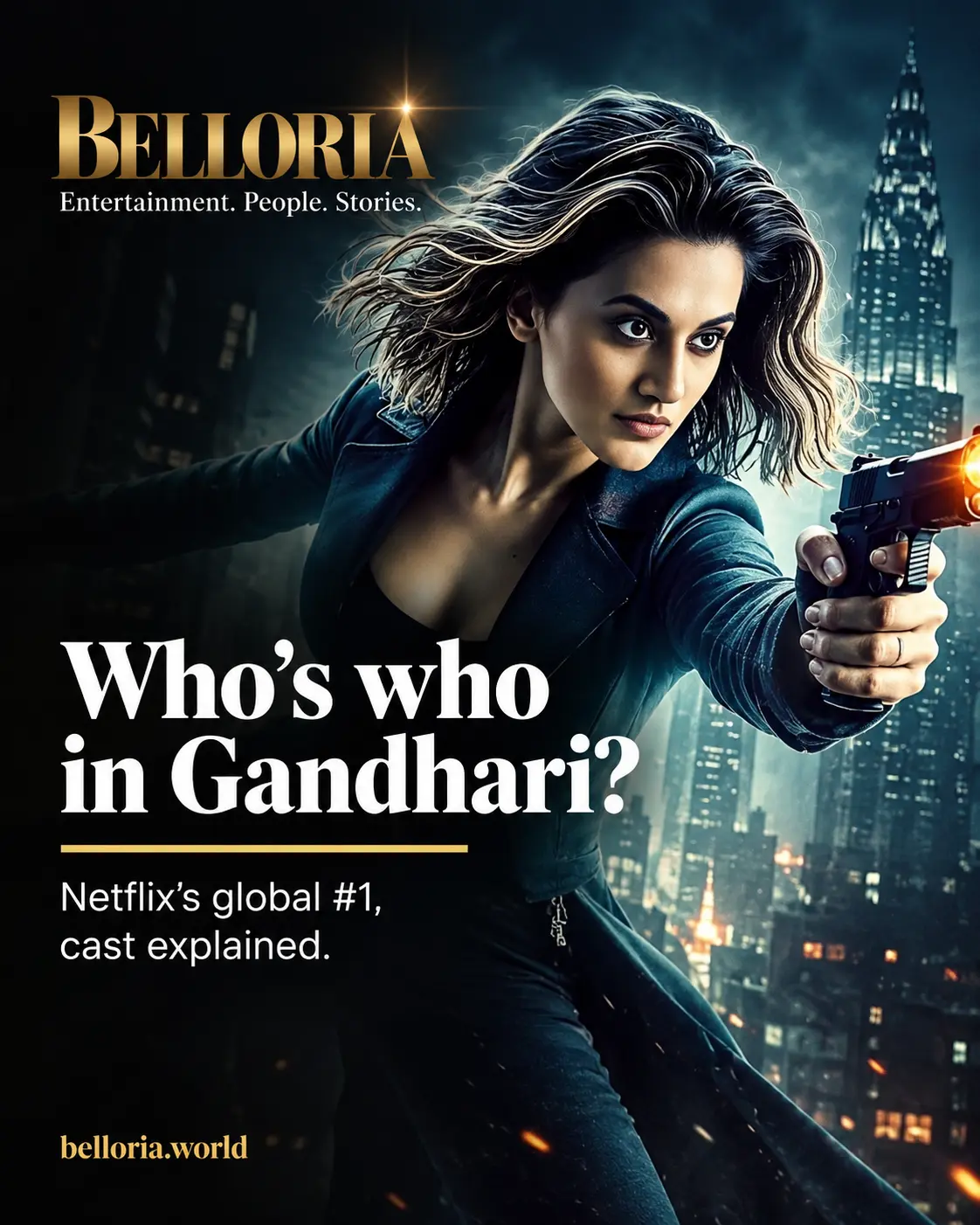 Gandhari full cast guide featuring Taapsee Pannu, Ishwak Singh, and Chandan Roy