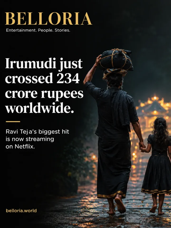 Ravi Teja in Irumudi, his career-best Telugu drama that crossed 234 crore rupees worldwide and streams on Netflix
