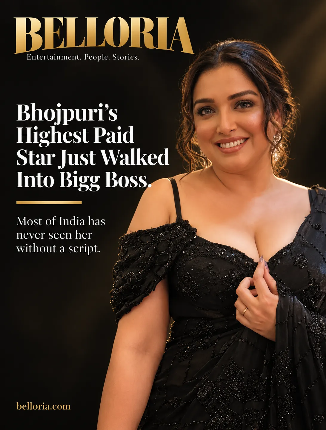 Belloria editorial illustration of a film set at golden hour, for a career profile of Bhojpuri actress Amrapali Dubey