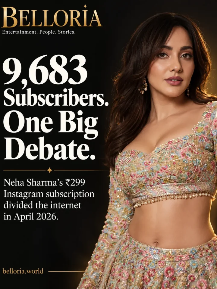 Belloria feature graphic on Neha Sharma's Instagram subscription debate