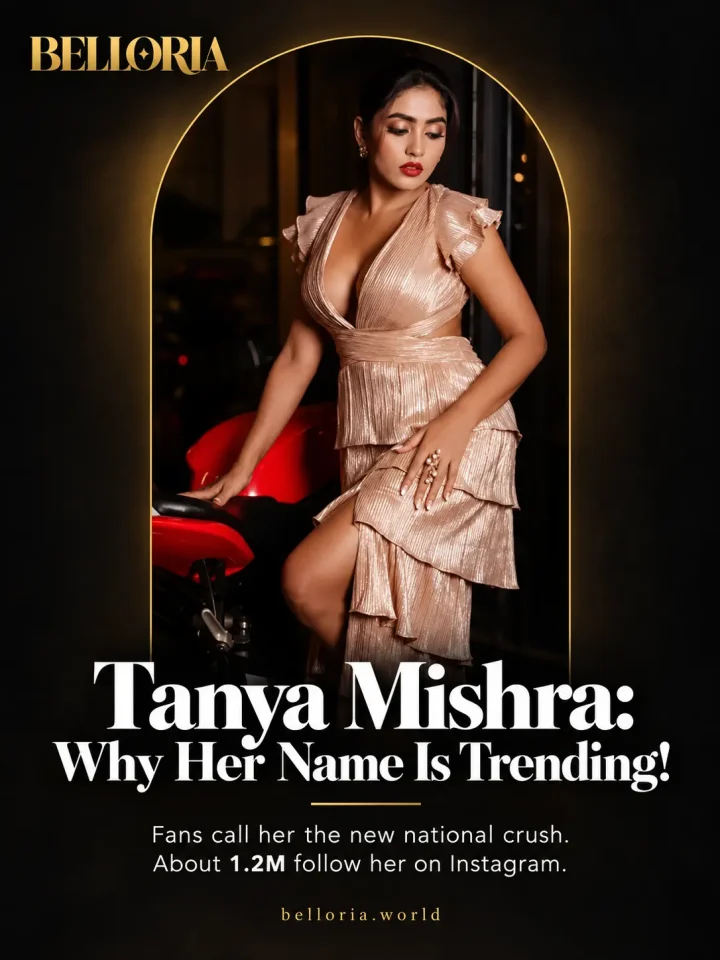 Tanya Mishra on a Belloria graphic reading The Tag Is New. The Career Is Not.